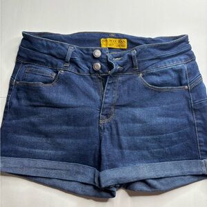 Wax Jean Women's Dark Blue Cuffed Denim Shorts